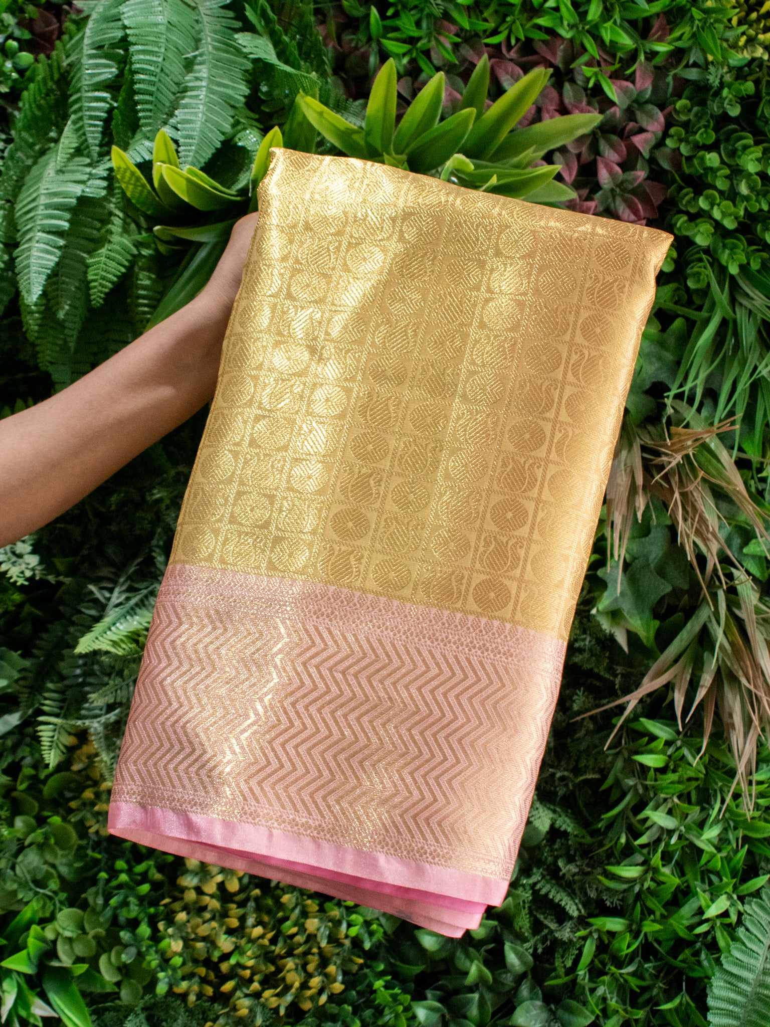 Banarasi Tissue Saree With Weaving & Border- Gold