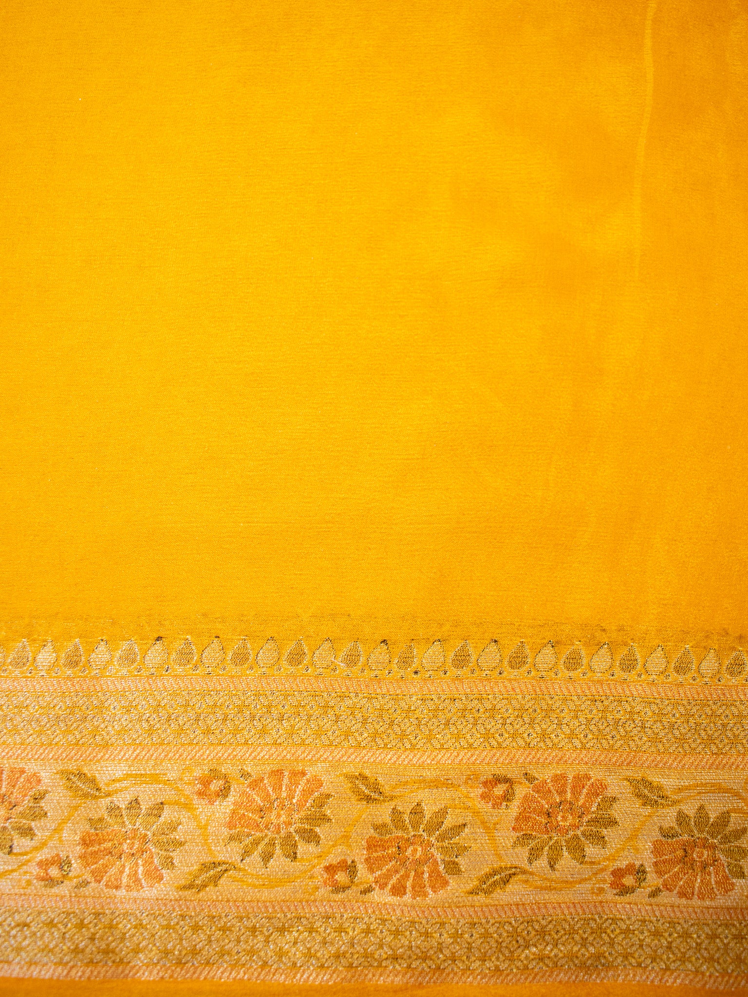 Banaras Pure Georgette Saree With Resham Buti Weaving-Yellow