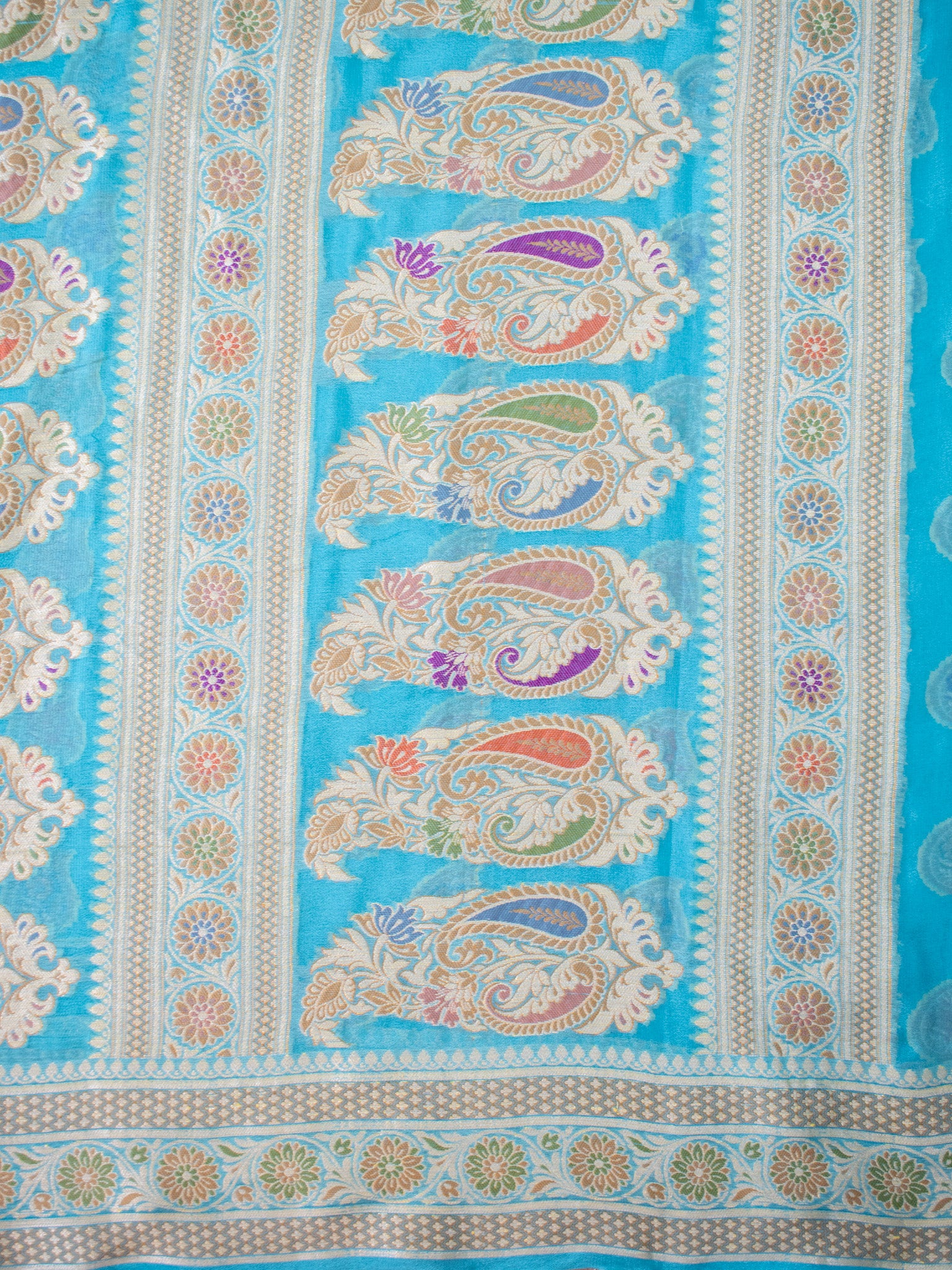 Banaras Pure Georgette Saree With Resham Weaving- Sky Blue