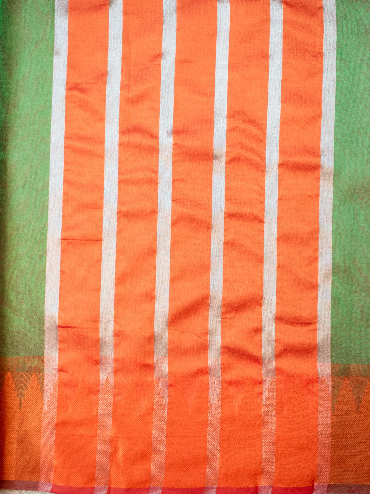 Banarasi Plain Shaded Tissue Saree With Zari Border - Green