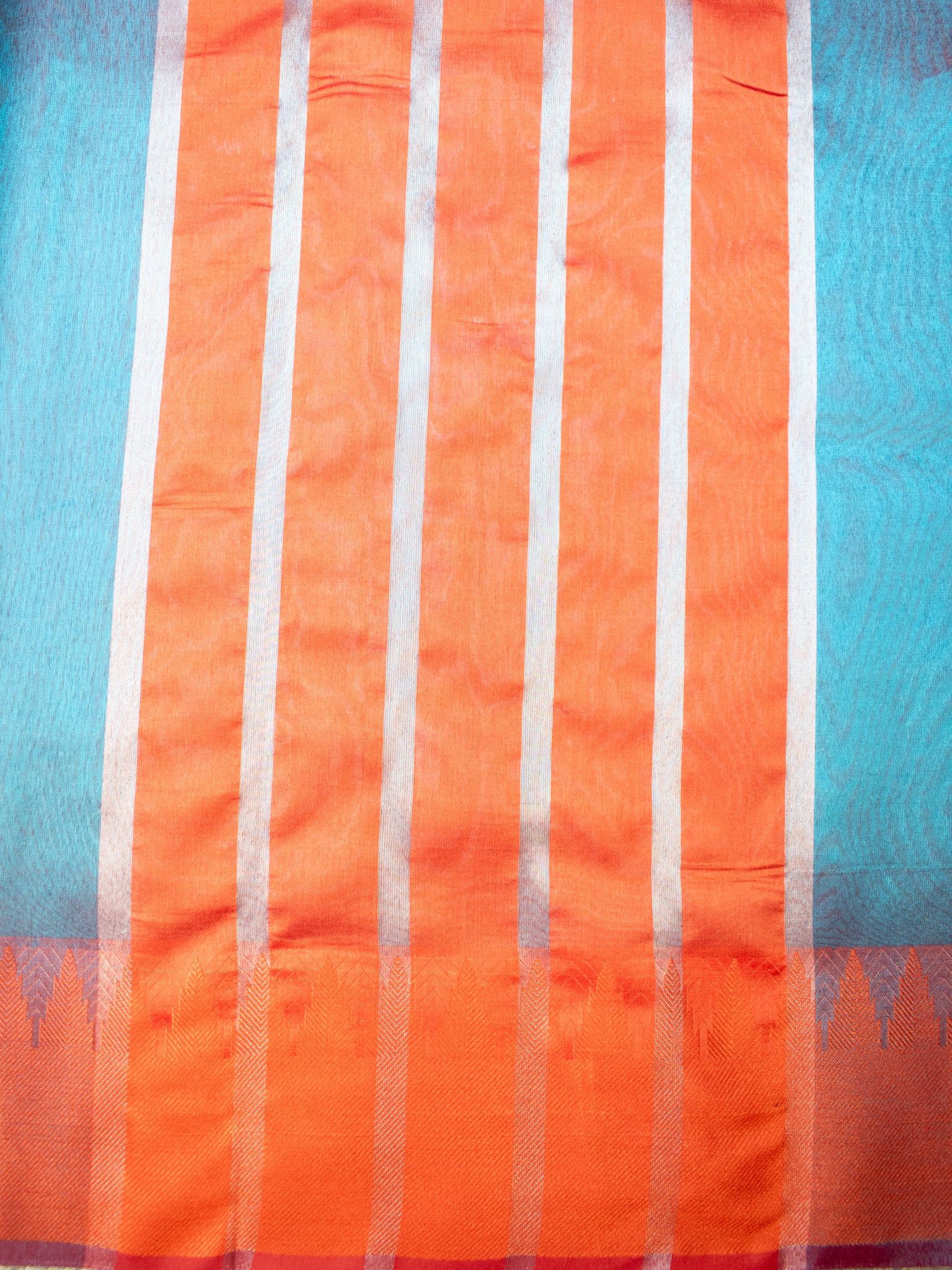 Banarasi Plain Shaded Tissue Saree With Zari Border - Blue