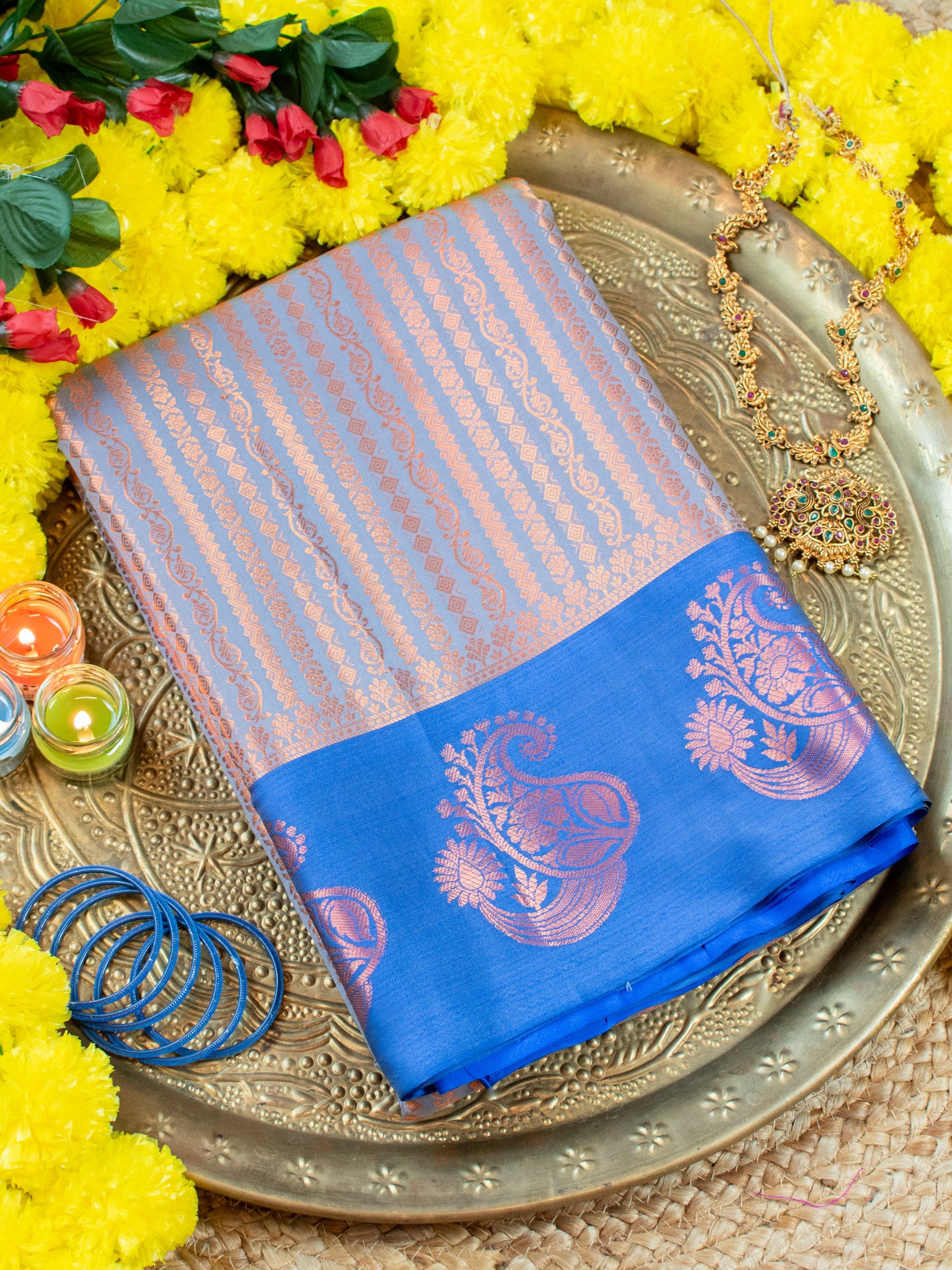 Banarasi Kora Muslin Saree With Zari Weaving & Border- Grey