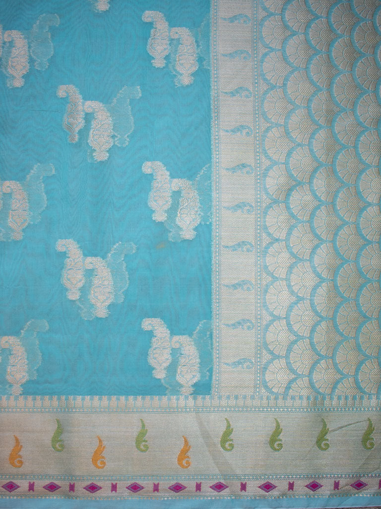 Banarasi Cotton Silk Resham & Zari Multi Coloured Weaving Saree-Blue