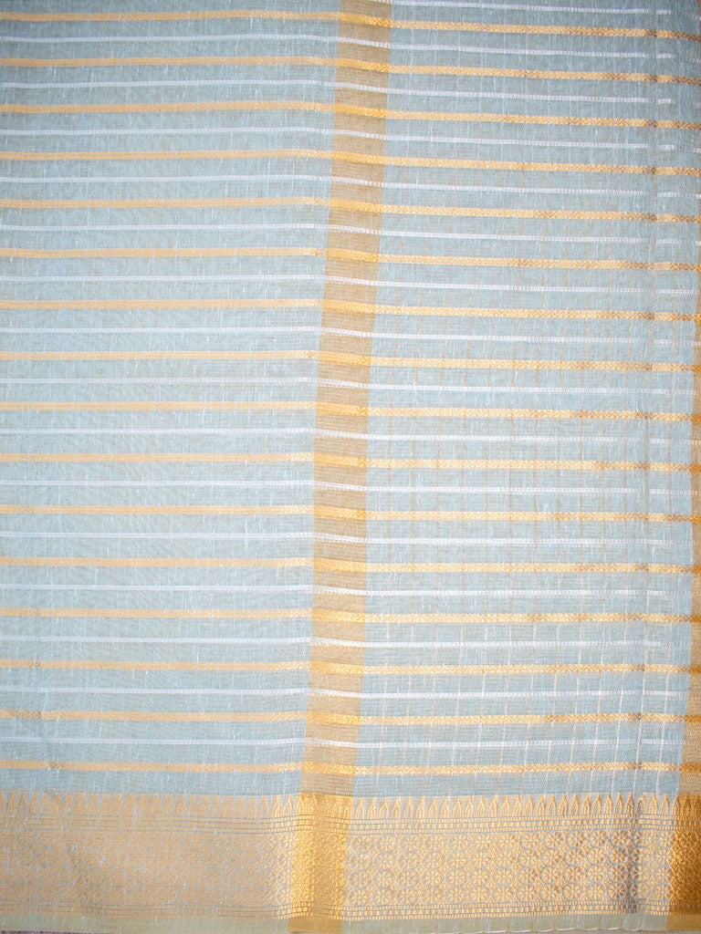 Banarasi Soft Cotton Saree With Zari Weaving-Blue