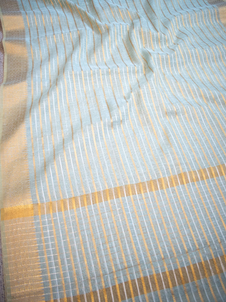 Banarasi Soft Cotton Saree With Zari Weaving-Blue