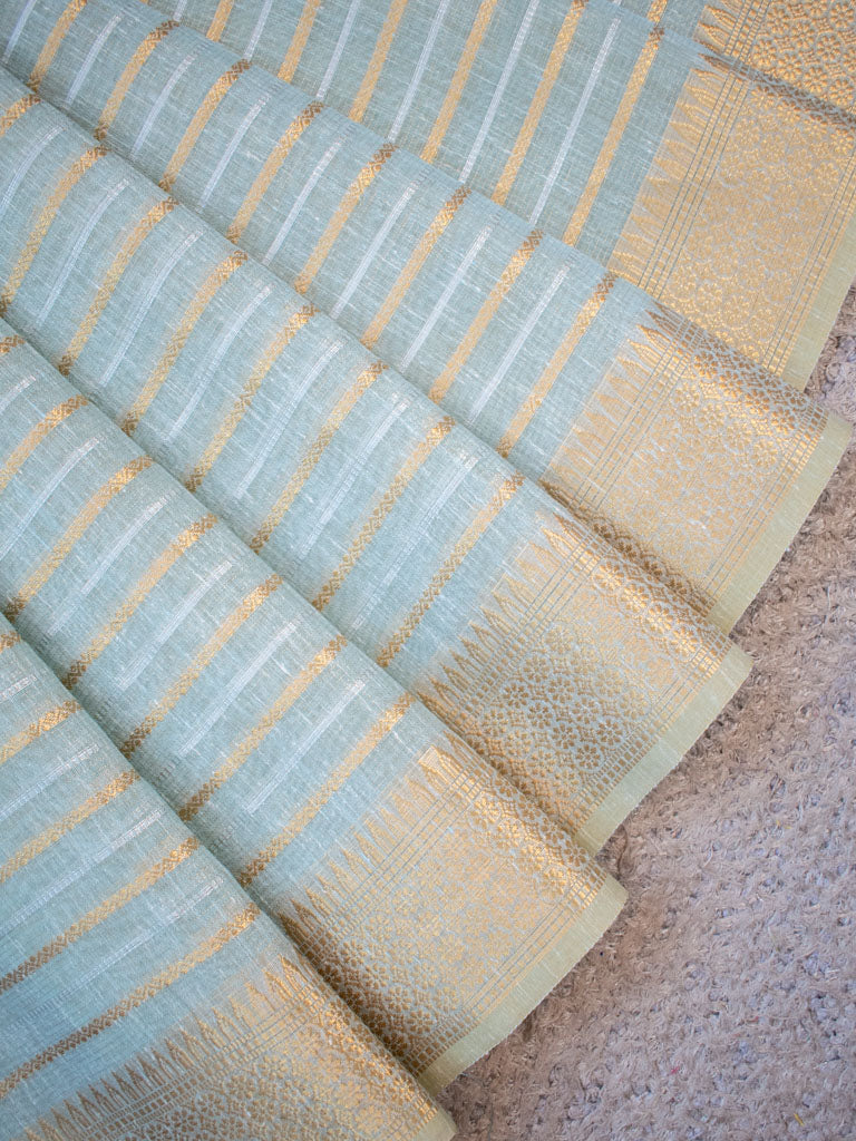 Banarasi Soft Cotton Saree With Zari Weaving-Blue