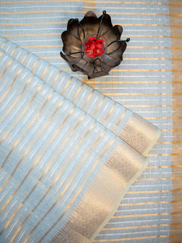 Banarasi Soft Cotton Saree With Zari Weaving-Blue