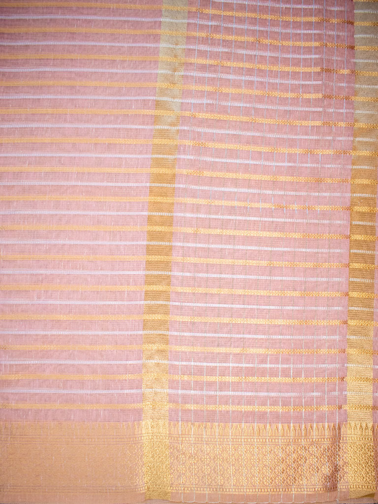Banarasi Soft Cotton Saree With Zari Weaving-Pink