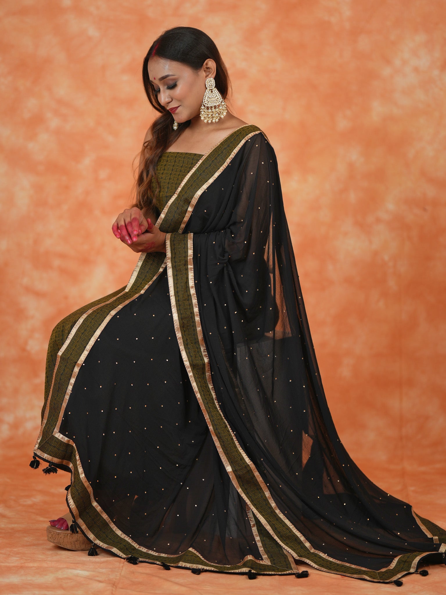 Banarasi Cotton Silk Resham Weaving Salwar Kameez Material With Black Dupatta-Deep Green