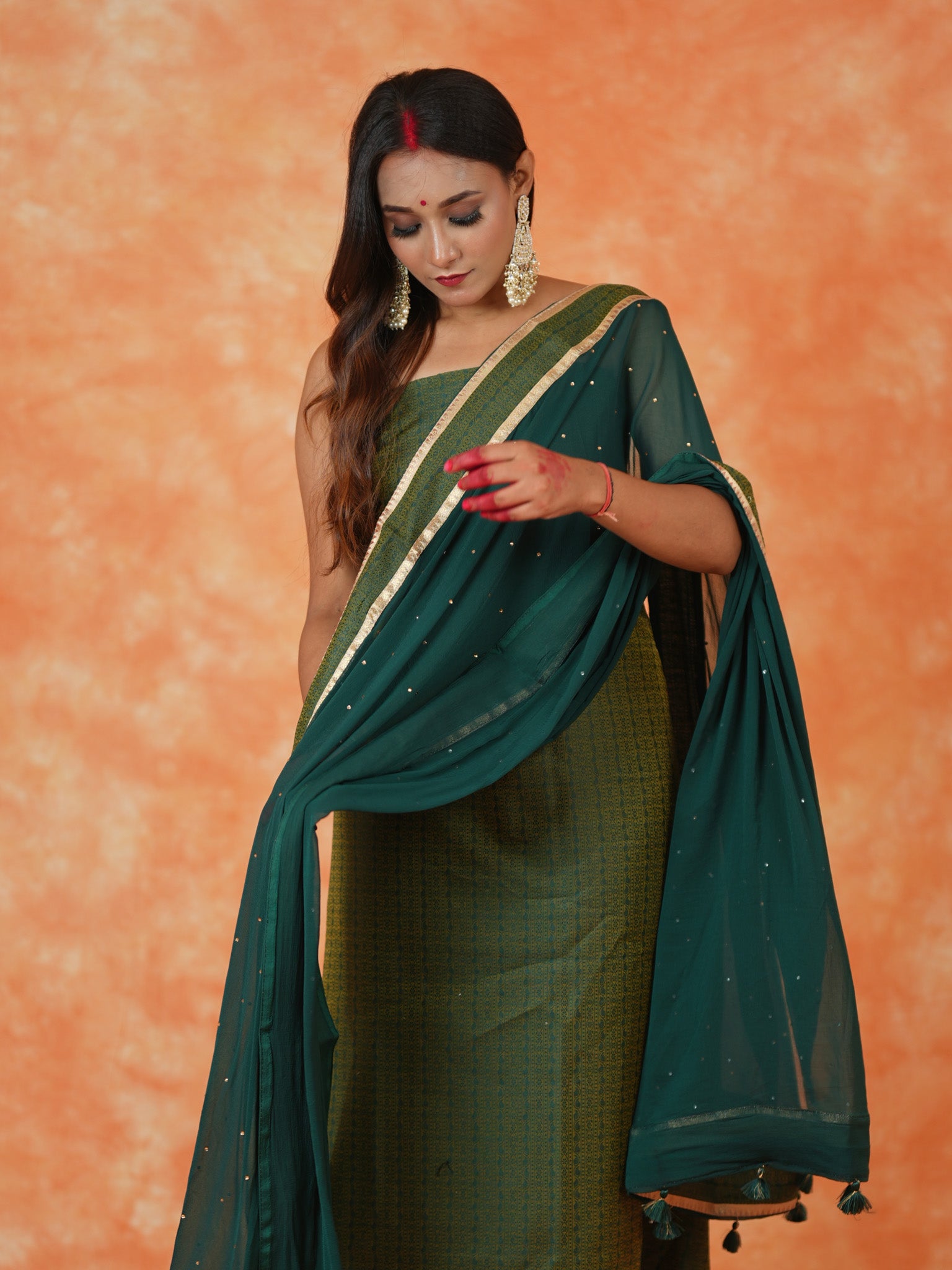 Banarasi Cotton Silk Resham Weaving Salwar Kameez Material With Dupatta-Green
