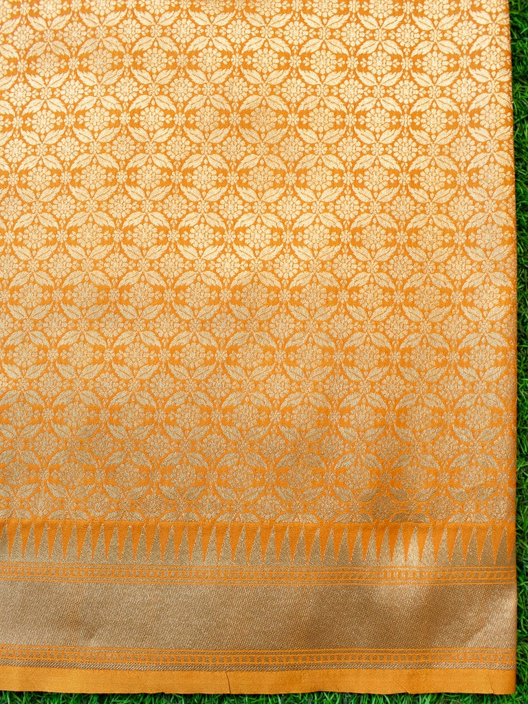 Banarasi Handloom Art Katan Silk Saree With Meena Jaal Weaving-Yellow