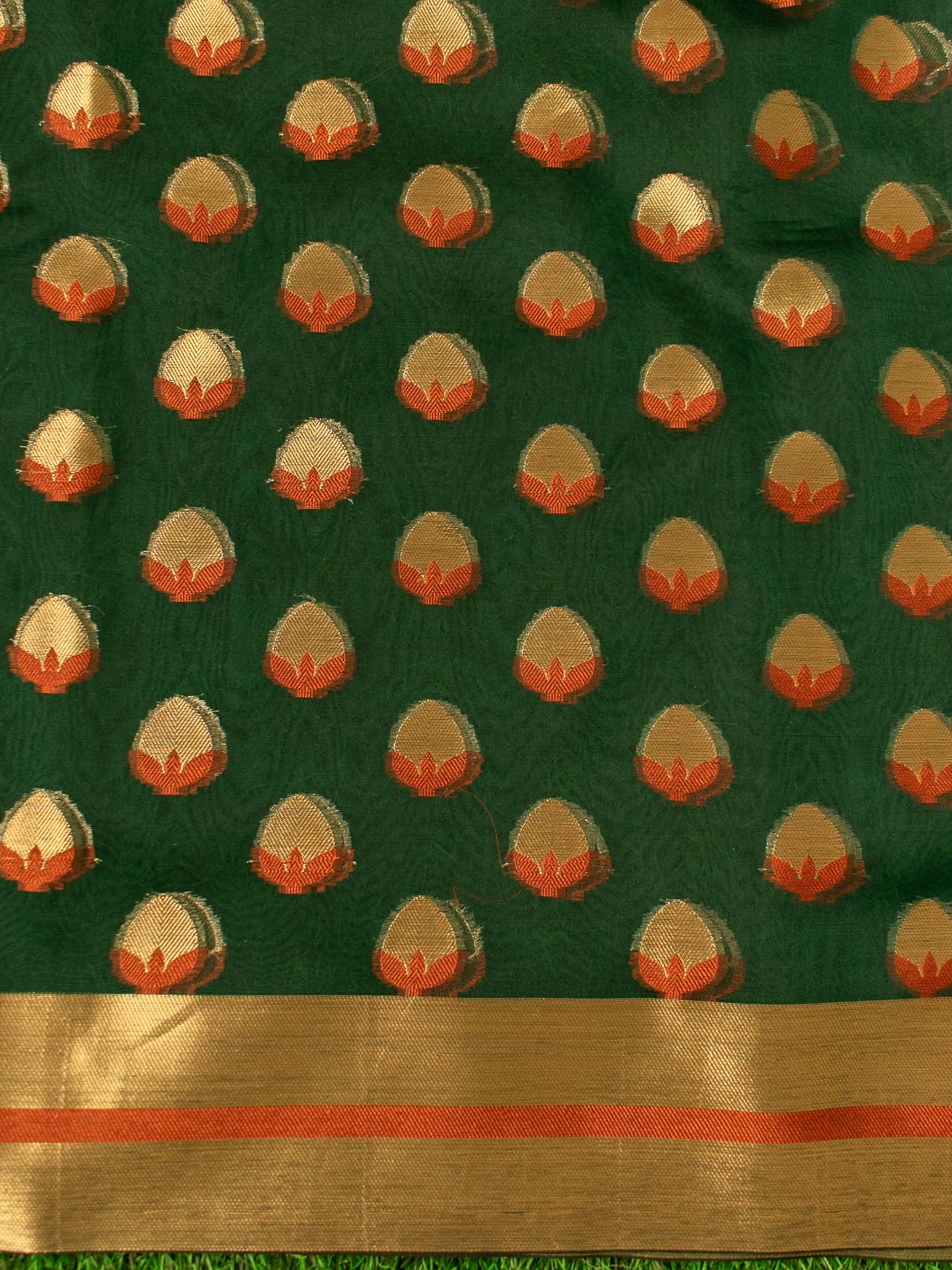 Banarasi Organza Saree With Zari & Meena Buta-Green