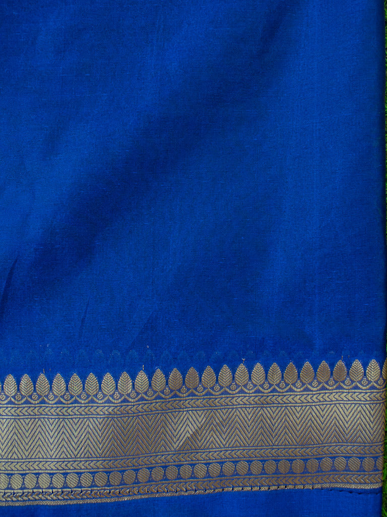 Banarasi Semi Silk Saree With Zari Buti Weaving-Royal Blue