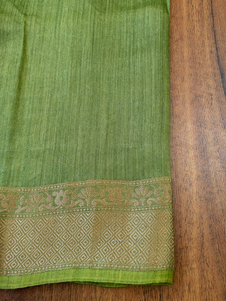 Banarasi Handwoven Pure Muga Silk Saree With Antique Resham Border-Pink
