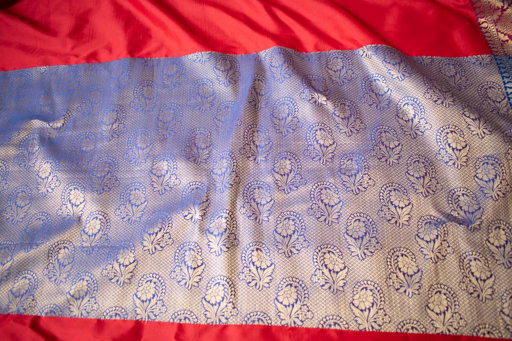 Banarasi Plain Semi Silk Saree With Contrast Pallu-Red