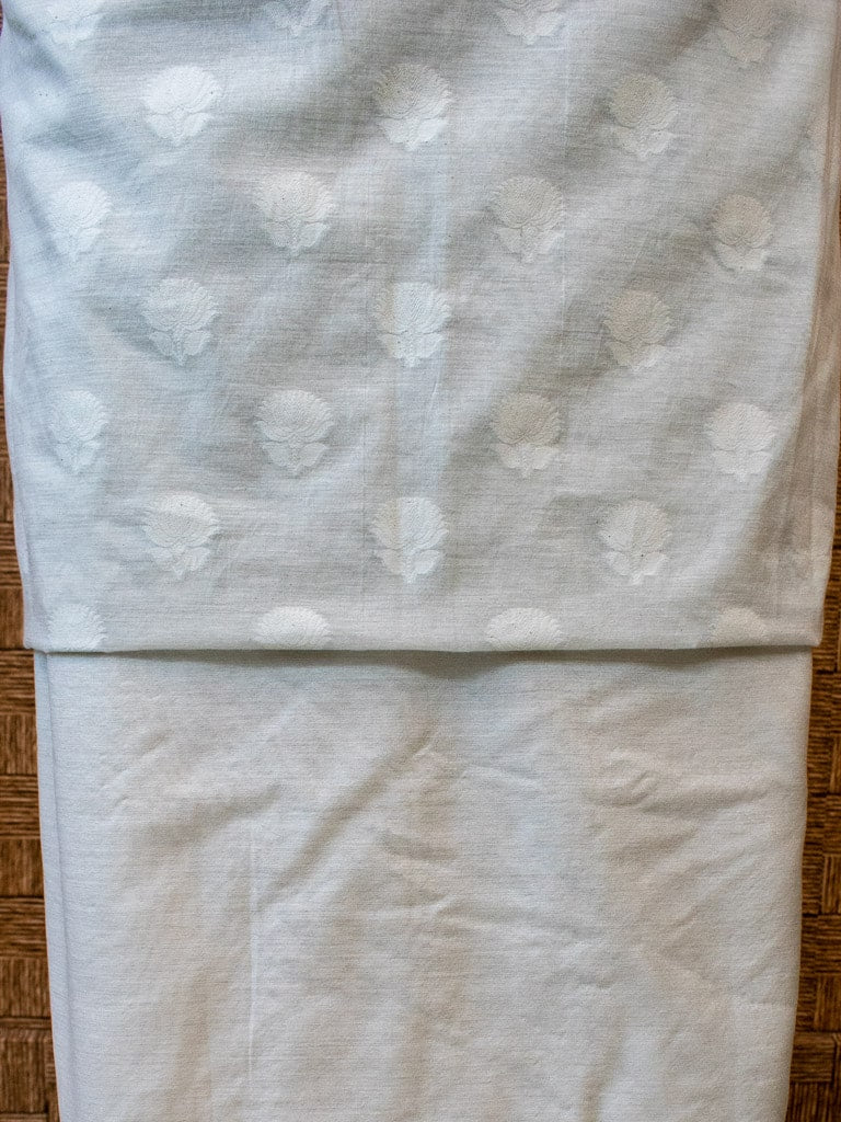 Banarasi Salwar Kameez Soft Cotton Rasham Weaving Fabric With Dupatta-Grey