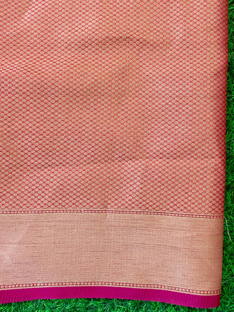 Banarasi Semi Silk Saree With Zari Weaving-Red