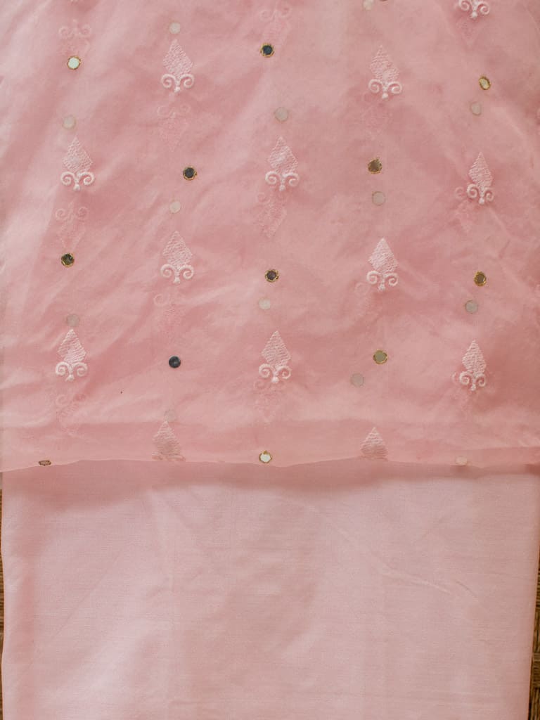 Banarasi Salwar Kameez Soft Cotton Rasham Weaving Embroidered Fabric With Dupatta-Pink