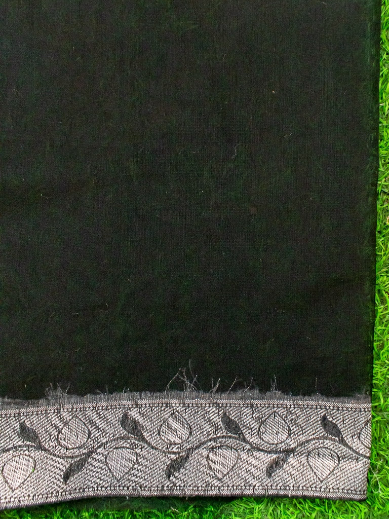 Banarasi Organza Mix Saree Silver Zari Weaving-Black