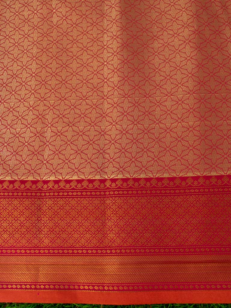 Banarasi Kora Saree With Multi Jaal Meena Weaving-Peach