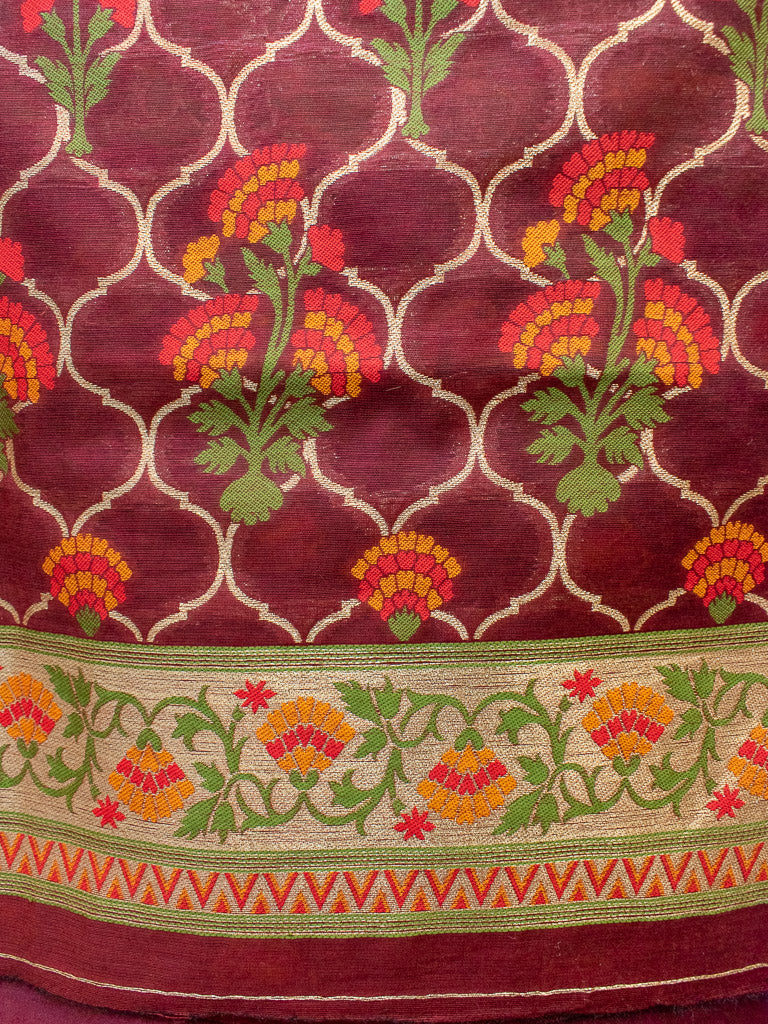 Banarasi Art Silk Dual Shade Printed Salwar Kameez With Dupatta-Maroon