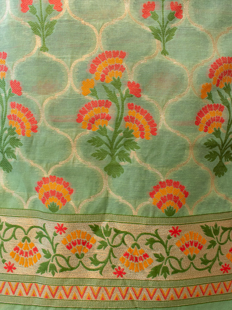 Banarasi Art Silk Dual Shade Printed Salwar Kameez With Dupatta-Light Green