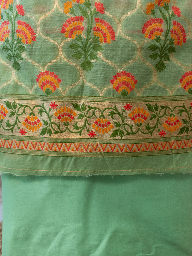 Banarasi Art Silk Dual Shade Printed Salwar Kameez With Dupatta-Light Green