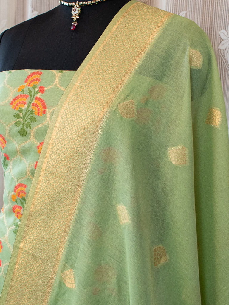 Banarasi Art Silk Dual Shade Printed Salwar Kameez With Dupatta-Light Green