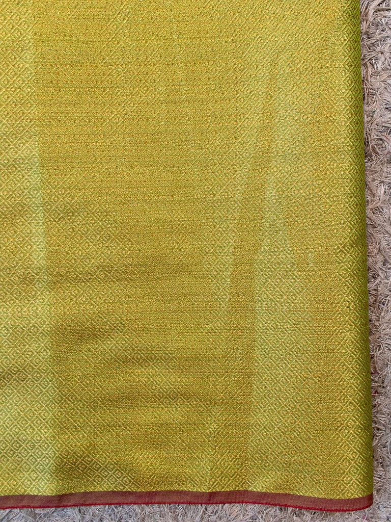 Banarasi Semi Silk Saree With Antique Zari Buta Weaving-Green
