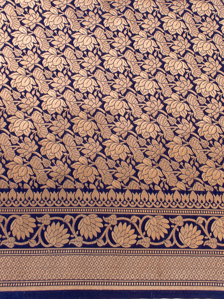 Banarasi Art Katan Silk Saree With Meena Buta Weaving-Navy Blue