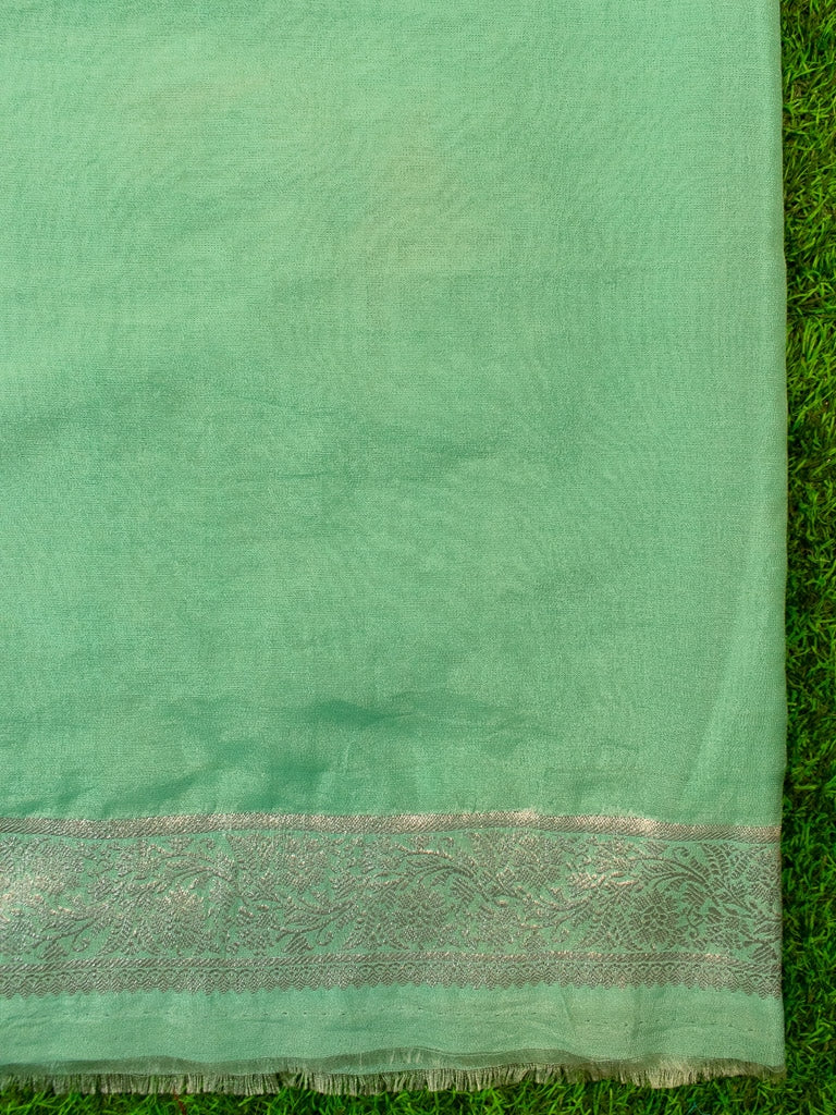Banarasi Semi Chiffon Saree Silver Zari Buti Weaving-Wine