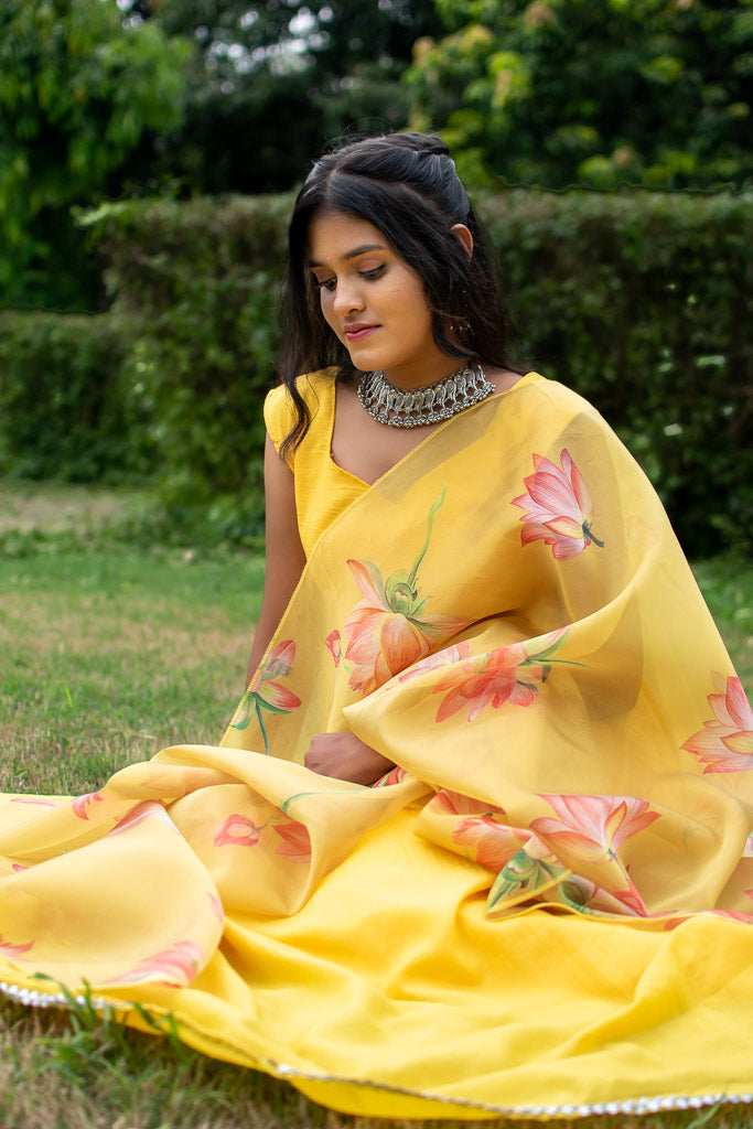 Readymade Plain Cotton Anarkali Set With Organza Dupatta