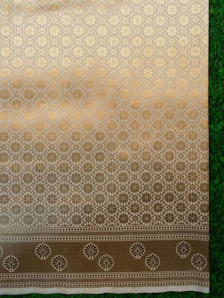 Banarasi Art Katan Silk Saree With Zari Jaal Weaving-Off White