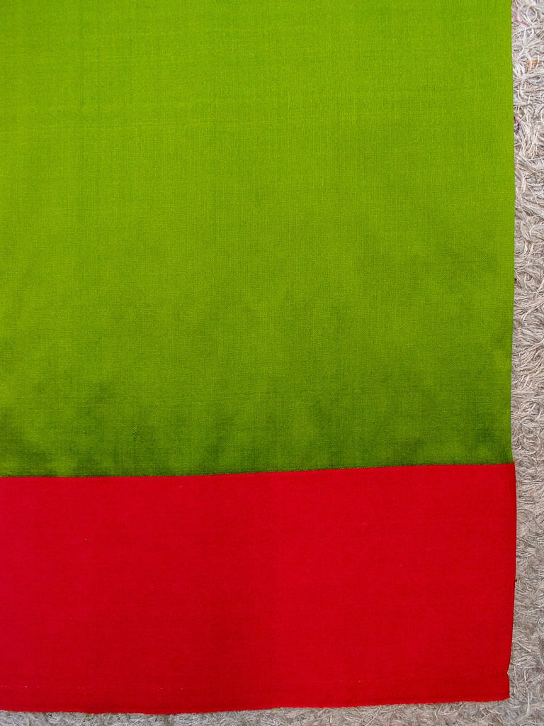 Banarasi Art Silk Saree With Contrast Meena Border-Green & Red