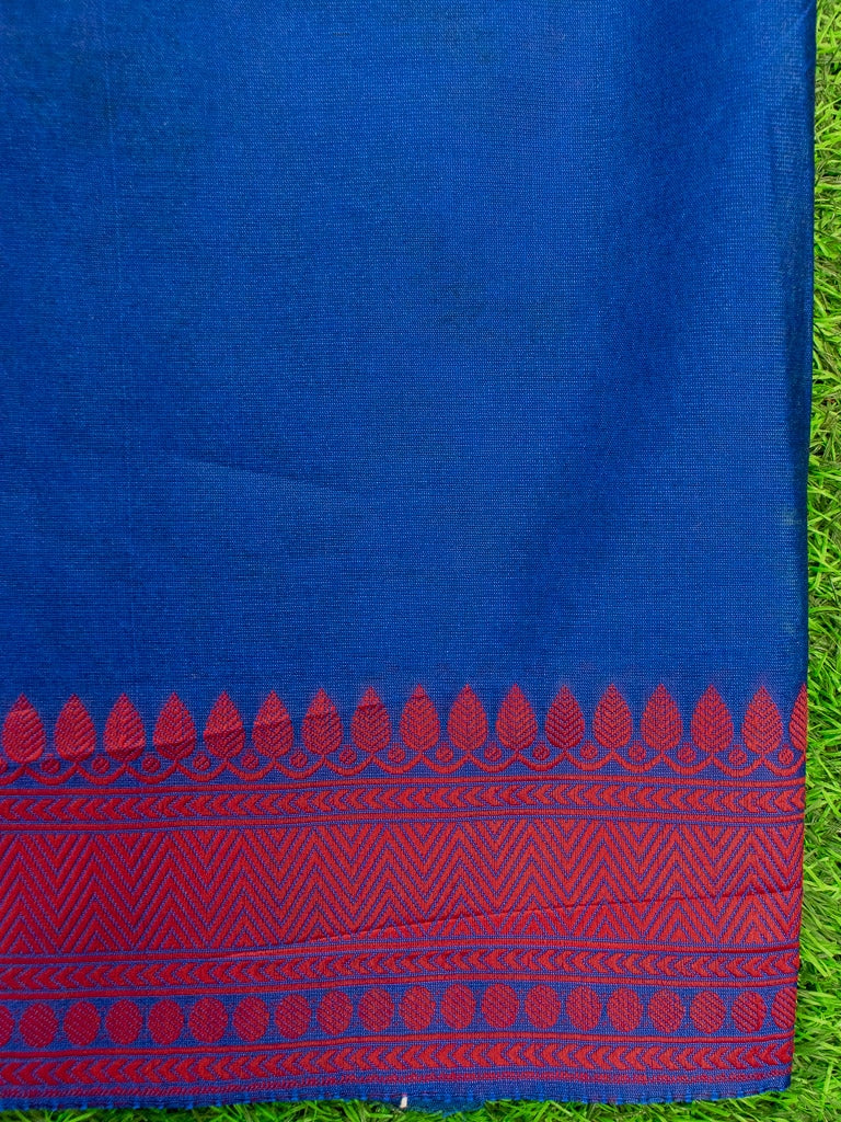 Banarasi Cotton Silk Saree With Resham Buti Weaving Border-Royal blue