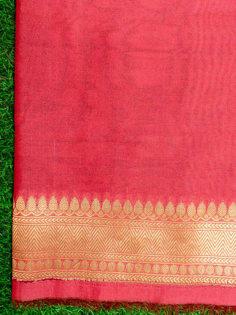 Banarasi Semi Silk Saree With Zari Buti Weaving-Peach