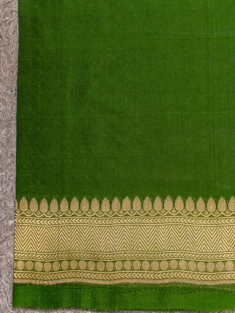Banarasi Semi Silk Saree With Zari Buti Weaving-Green