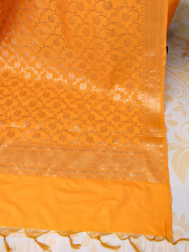 Banarasi Semi Silk Salwar Kameez Fabric With Jaal Dupatta-Yellow