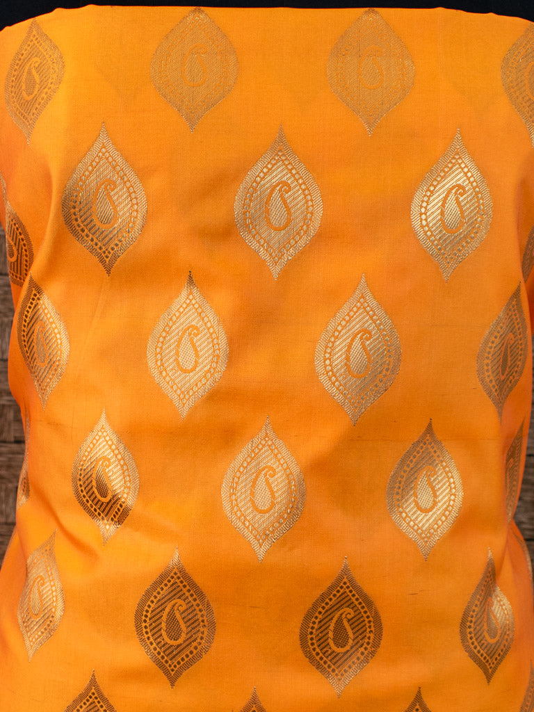 Banarasi Semi Silk Salwar Kameez Fabric With Jaal Dupatta-Yellow