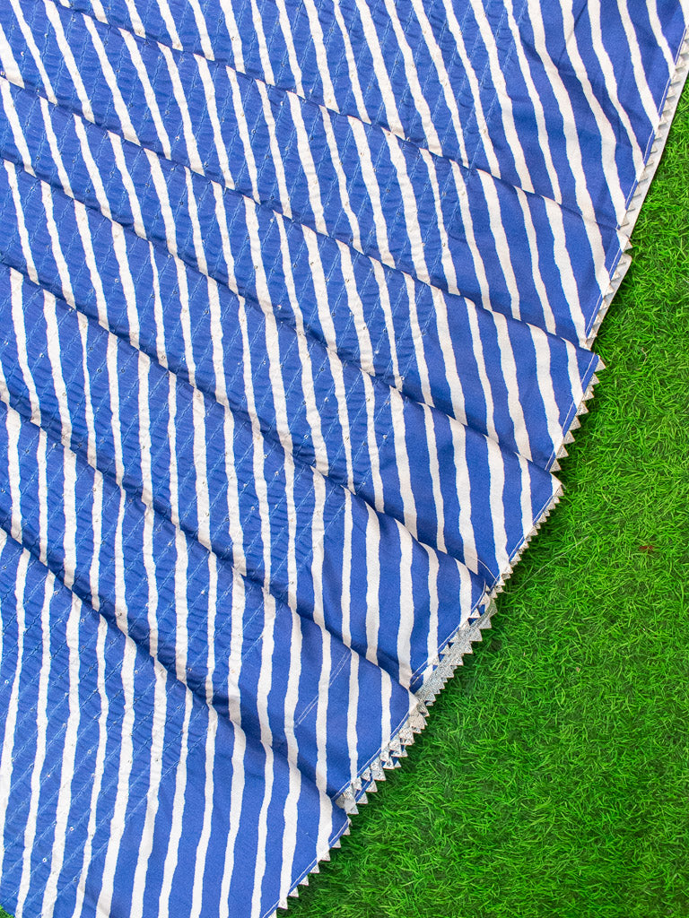 Cotton Silk Leheriya Saree-Blue