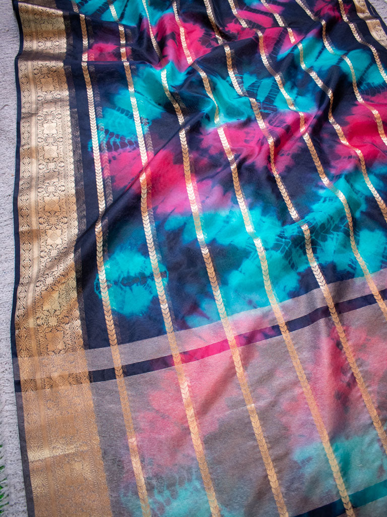 Banarasi Shibori Dyed Organza Saree With Zari Weaving