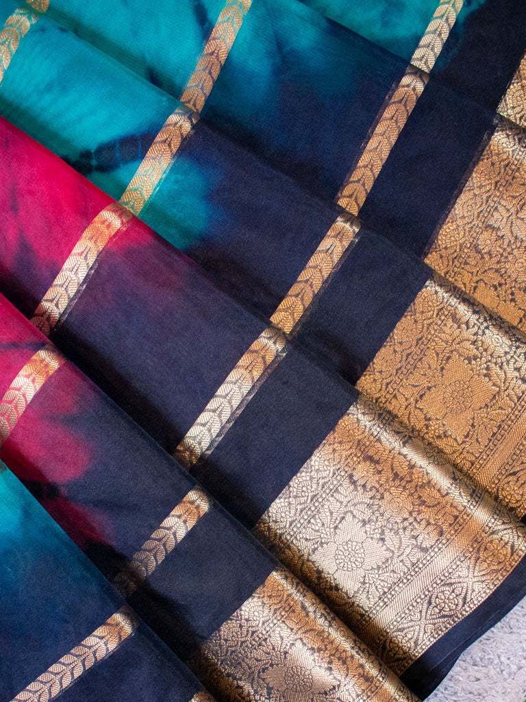Banarasi Shibori Dyed Organza Saree With Zari Weaving