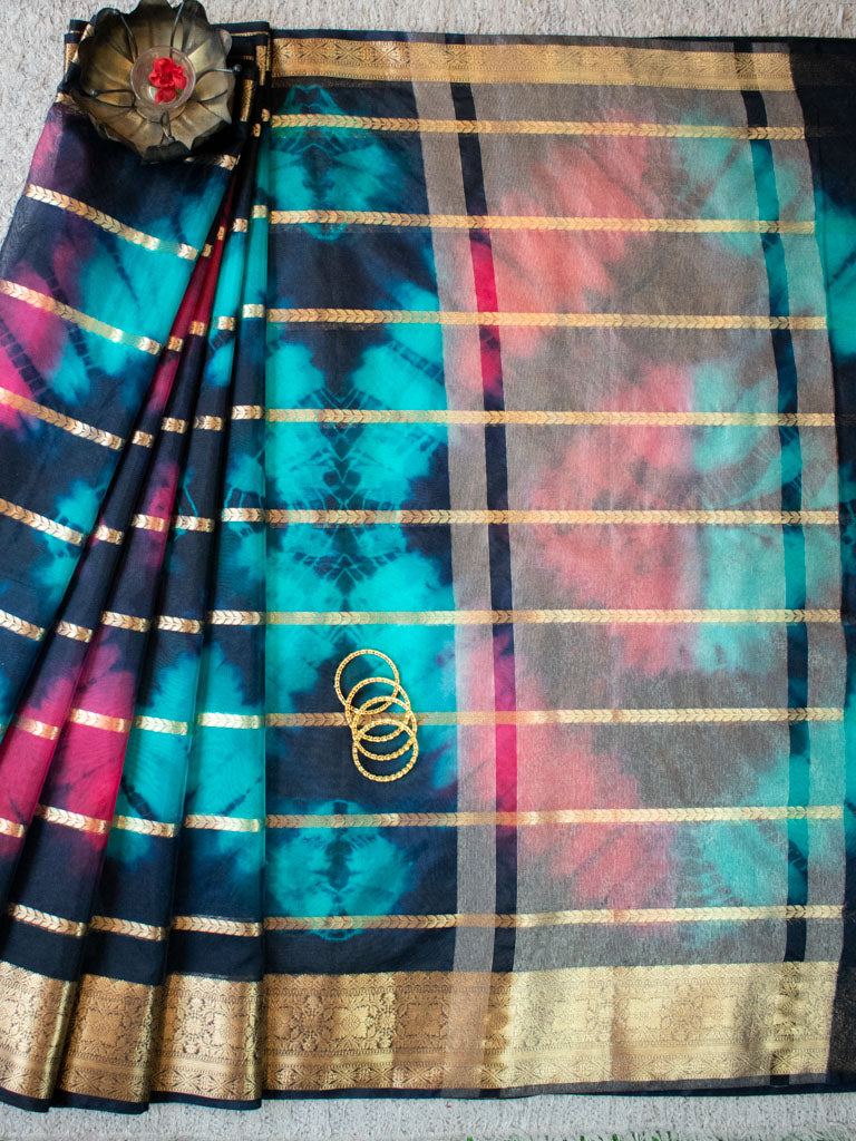 Banarasi Shibori Dyed Organza Saree With Zari Weaving