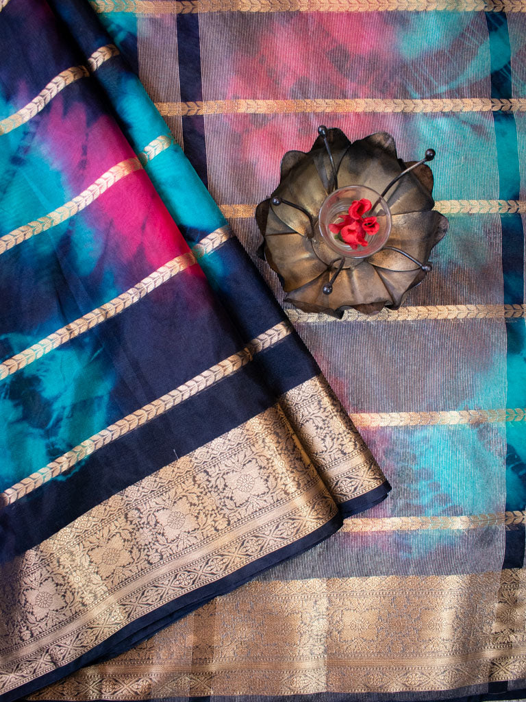 Banarasi Shibori Dyed Organza Saree With Zari Weaving