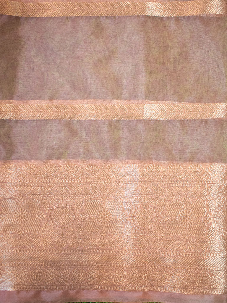 Banarasi organza Saree With Zari Weaving-Peach