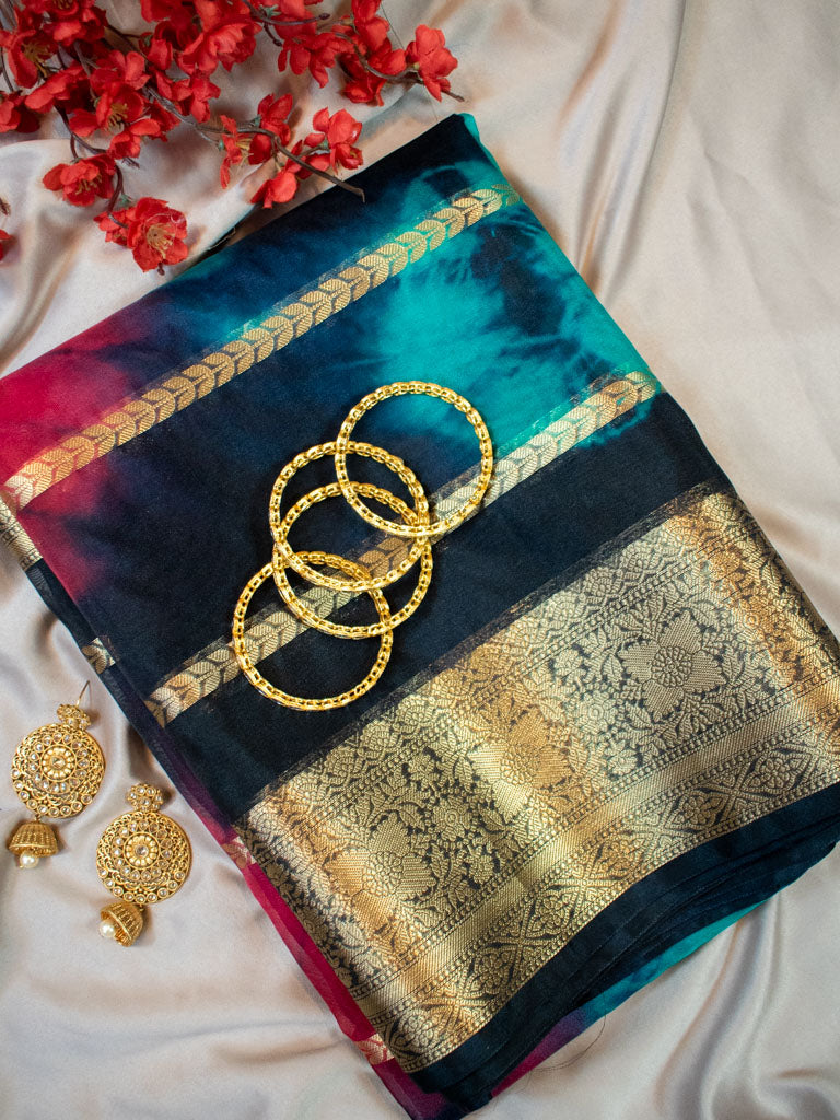 Banarasi Shibori Dyed Organza Saree With Zari Weaving