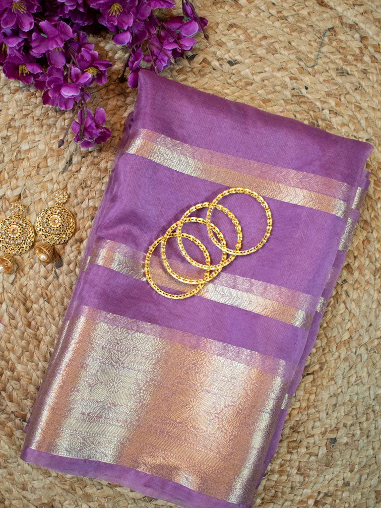 Banarasi organza Saree With Zari Weaving-Purple