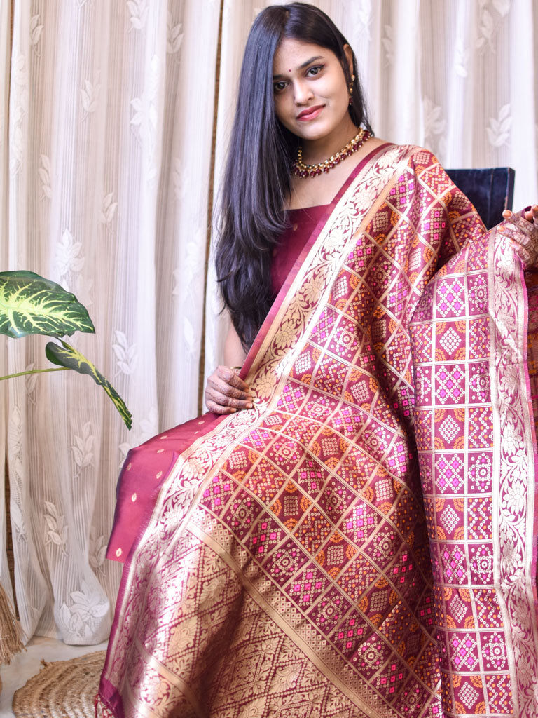 Banarasi Semi Silk Zari Weaving Salwar Kameez Material With Meenakari Dupatta-Red