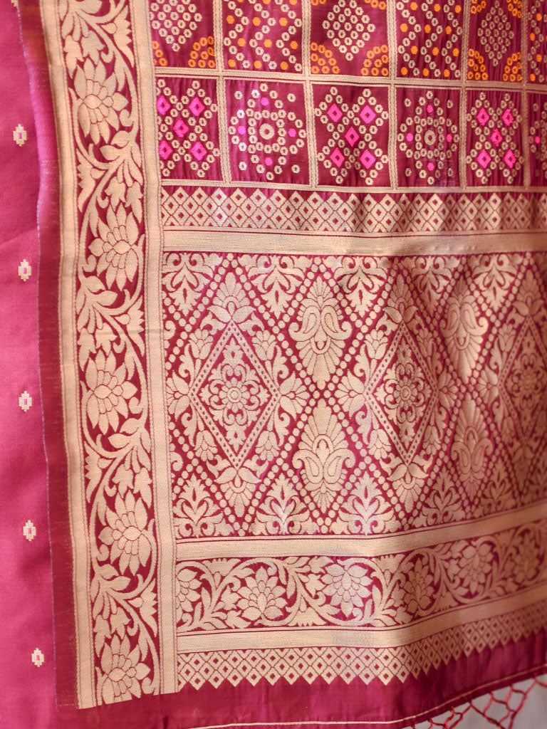 Banarasi Semi Silk Zari Weaving Salwar Kameez Material With Meenakari Dupatta-Red