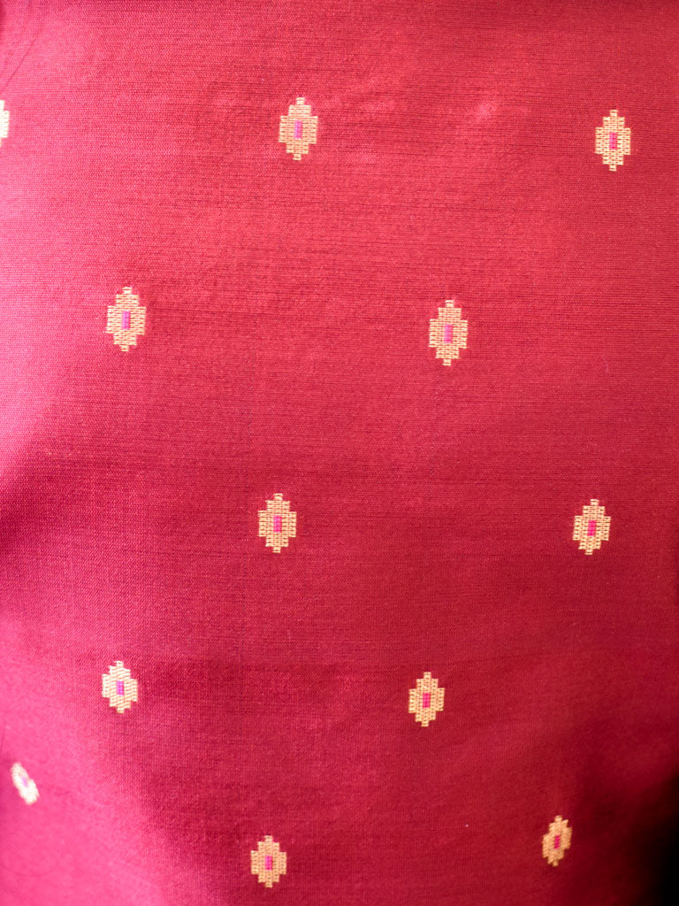 Banarasi Semi Silk Zari Weaving Salwar Kameez Material With Meenakari Dupatta-Red